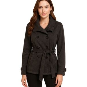 Forever 21 Charcoal Double-Breasted Peacoat